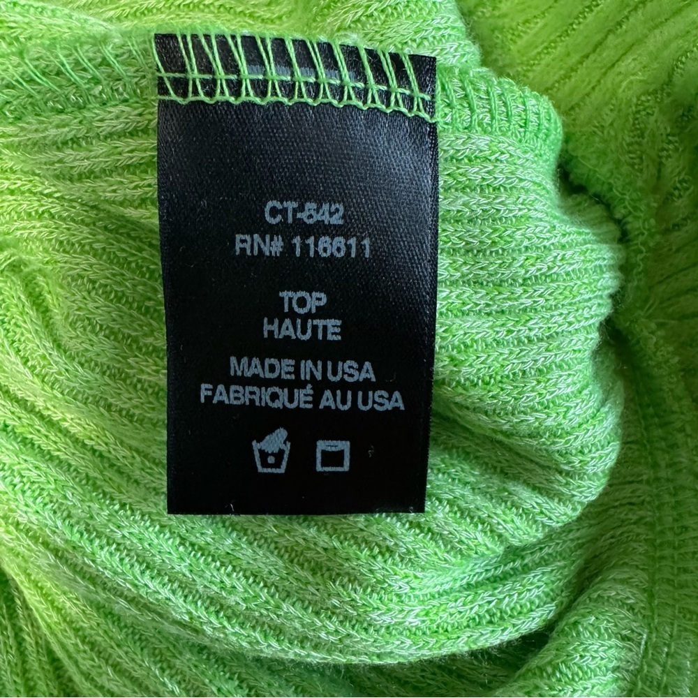 Anthropologie Amadi lime green v-neck cropped knit pull over sweater size XL - Picture 6 of 7
